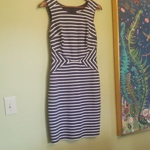 Navy white stripe curvy dress